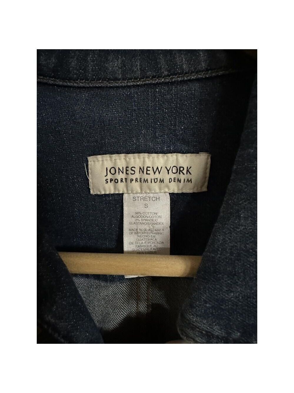 Jones New York Jacket vintage Womens S Denim Military Utility Full Zip Pockets - Picture 2 of 9